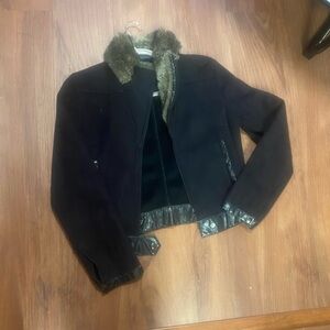 Black Jacket with Faux Fur Collar